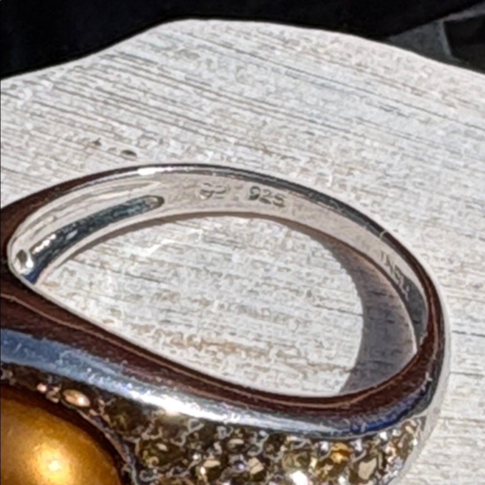 Honora Golden Pearl 9.5mm & Citrine Sterling Silver Statement Ring Size 8 - Picture 5 of 12